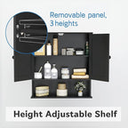 TaoHFE Black Medicine Cabinet, 2 Doors 3 Open Shelf, Wall Mounted Wooden Storage Cabinet Over Toilet