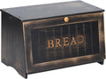 HOMEKOKO Large Wood Bread Box for Kitchen Counter, Retro Design Single Layer Bamboo Large Capacity Food Storage Bin (Vintage Black)