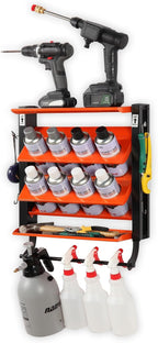 Wallmaster Spray Can Holder, Lube Can Wall Mount Storage Rack Heavy Duty Paint Bottle Organizer for Garage & Home | 8 Can Holes & 2 Shelf