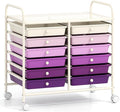 GOFLAME 12-Drawer Rolling Storage Cart, Multifunctional Art Craft Organizer Cart, Mobile Utility Storage Cart with Removable Drawers & Lockable Wheels, Craft Cart for Home Office, Purple Gradient