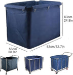 400L Commercial Laundry Cart Replacement Liner Bag - Removable Waterproof Oxford Cloth Rectangle, Large Capacity Replacement for Rolling Laundry Basket (Blue, Single layer-Rectangular)