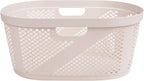 Mind Reader 40L Ventilated Laundry Baskets, Lightweight Clothes Hamper with Cutout Handles for Bathrooms and Closets, Plastic, Set of 2, Ivory