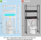 Over The Toilet Storage with 2 Drawers - 7 Tier Bathroom Organizer with Adjustable Shelf, Freestanding Space Saver Storage Rack Above Toilet Stand with 4 Hooks for Restroom, Laundry, White
