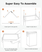 SOLEDI Laundry Hamper with Lid 90L Large & Tall Collapsible Laundry Basket, Clothes Hamper with Bag Removable Easy to Carry, Dirty Hampers for Bedroom, Bathroom, Dorm, College, Beige
