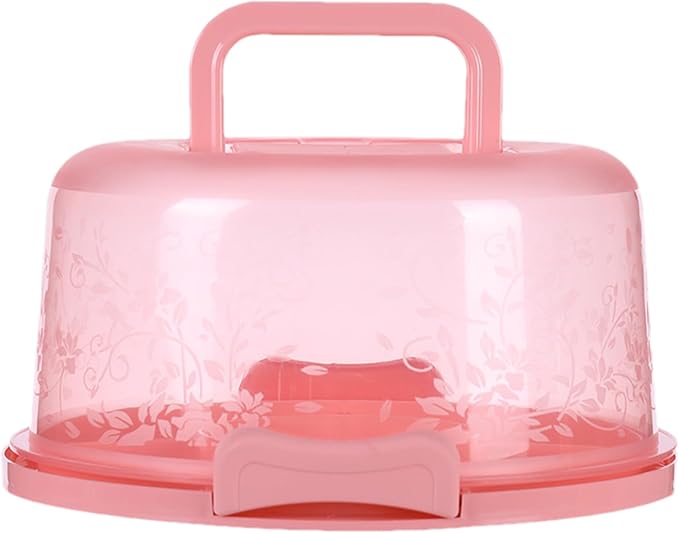 Cake Carrier with Lid and Handle, Round Cake Containers for 10 inch Cakes, Cupcake Holder, Dustproof, Portable Cupcakes Transport Container for Cakes Pie Muffin Pizza Desserts