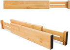 VaeFae Adjustable Bamboo Drawer Dividers, Expandable Drawer Organizer for Kitchen, Bedroom, Bathroom, Dresser and Office, 6-Pack