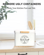Dishwasher Pod Container with Hinged Lid. Farmhouse Metal Dishwaser Pods Holder for Kitchen Cabinet Organizer. Modern Kitchen Decor and Accessories. Dishwasher Detergent Tablet Storage(Cream)