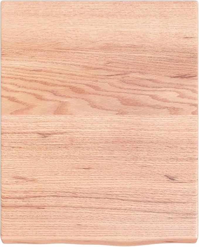 vidaXL Light Brown Solid Oak Wood Bathroom Countertop - Multi-Purpose, Handmade with Live Edge, Varnished & Durable, Supports 44.1lb