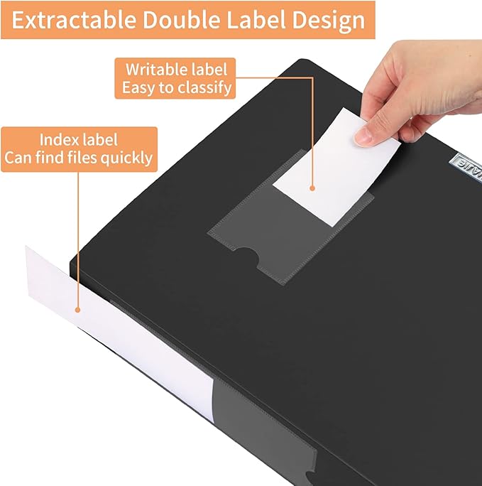 HUA JIE A4 Storage File Boxes Plastic Archives Cases with Lid, File Folder Organizer Document Filing Box for office,31×7.5×23.5 cm, Black(Pack of 6)