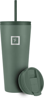 IRON °FLASK Classic Tumbler - Vacuum Insulated Stainless Steel Water Bottle, Double Walled, Drinking Cup, Insulated Travel Mug (Sage, 32 oz Solid Lid)