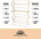 Pennsylvania Woodworks Clothes Drying Rack: Solid Maple Hardwood Laundry Rack for Bedding, Blankets, Towels & More, Heavy Duty, Folding Drying Rack Made in USA, No Assembly Needed, Extra Large