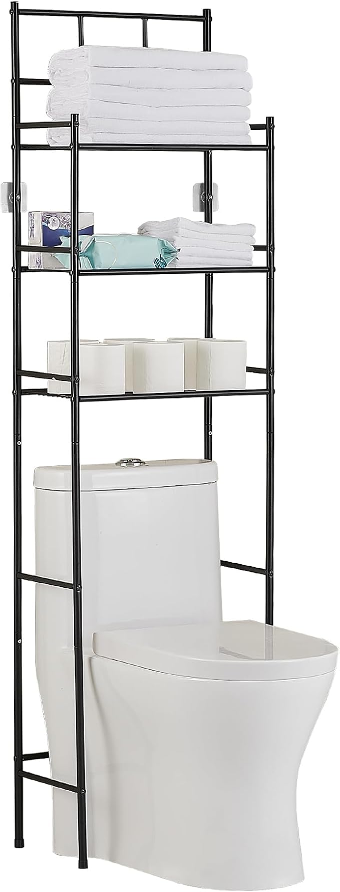 Hoomtaook 3-Tier Over The Toilet Storage Rack - Metal Over Toilet Bathroom Organizer Shelf, Freestanding Over Toilet Bathroom Organizer for Bathroom, Laundry, Black
