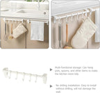 SUPVOX Kitchen Utensil Hooks 5pcs Under Cabinet Storage Rack White Plastic No-Drill Multi-Functional Hanging Organizer for Kitchen Cabinet