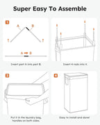 SOLEDI Slim Laundry Hamper with Lid, Narrow Laundry Basket with Removable Bags, Dirty Clothes Hamper with handle, Small Hamper perfect for Laundry room, Bathroom, Bedroom, Small spaces. 70L Beige