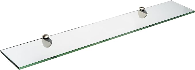 Spancraft Glass P-6x12-Brushed Steel Peacock Glass Shelf, Brushed Steel, 6" x 12"