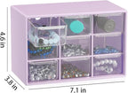 Small Drawer Organizer for Desk, 7.1" x 3. 8" x 4.6" Mini Desktop Drawer Organizer with 9 Clear Drawers, Plastic Desktop Craft Storage Box for Desk Office School Home (Purple)