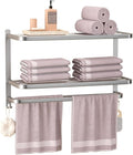 DDS-DUDES 23" Towel Racks for Bathroom with Towel Bars, 3 Tier Hotel Towel Shelf Stainless Steel Wall-Mounted Holder with Towel Shelves Brushed Nickel