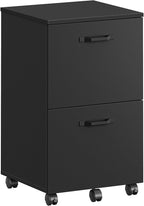 VASAGLE 2-Drawer File Cabinet, Small Rolling Filing Cabinet for Home Office, Printer Stand, for A4, Letter-Size Documents, 15.7 x 16.5 x 27.6 Inches, Ink Black UOFC040B16