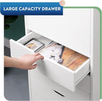 DEVAISE Wood File Drawers, Mobile Chest with 5 Drawer and 1 Door, Rolling Filing Drawer for Home Office, White