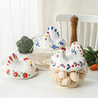 oskas Chicken Egg Holder, Fresh Egg Storage Basket Countertop,Decorative Ceramic Lid with Wire Basket,Holds 2 Dozen Egg, White3