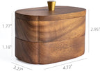 Acacia Wood Qtip Holder Bathroom Jars with Lids, Double-Layer Canisters for Cotton Ball/Round/Pads, Floss Pick Storage, Jars for Bathroom Countertop/Vanity Organizer, Home Decor