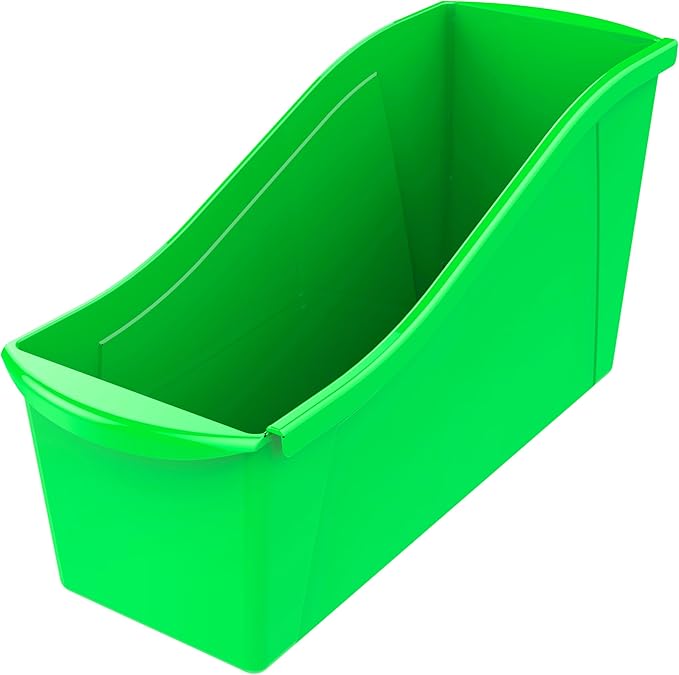Storex Large Book Bin, 14.3 x 5.3 x 7 Inches, Green, Case of 6 (71118U06C)