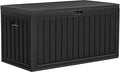 YITAHOME 90 Gallon Large Deck Box, Double-Wall Resin Outdoor Storage Boxes, Deck Storage for Patio Furniture, Cushions, Pool Float, Garden Tools, Lockable & Waterproof (Black)