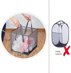 Pop Up Laundry Baskets - Mesh Collapsible Laundry Hampers Storage with Handle - Foldable for Washing Storage, Great for The Kids Room, College Dorm, Travel Organizer (Black)