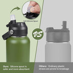 32oz Insulated Stainless Steel Water Bottle, Wide Mouth Double Wall Vacuum, Silicone Straw, Sweat & Leak Proof, BPA Free Insulated Water Flask for Travel, Keep Cold 24h Hot 12h, Green