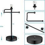 Heavy Weighted Hand Towel Holder(with Crystal Ball) Standing Hand Towel Holder Total Height 15.7'' for Kitchen,Bathroom,Vanity,Classic Decorative Metal Hand Towel Stand,Matte Black