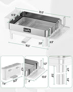 Dish Racks, Thicker Premium 304 Stainless Steel Dish Drying Rack for Kitchen Counter, Automatic Drainage Spout, Dish Drainer & Drainboard Set with Utensil Holder and Cup Holder, White
