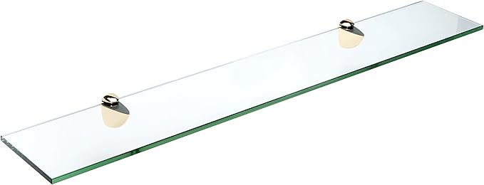 Spancraft Glass P-6x21-Brass Peacock Glass Shelf, 6" x 21", Brass