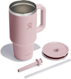 Hydro Flask Travel Tumbler with Handle, Lid and Straw - Insulated Stainless Steel in 32 Oz Tonal Trillium Pink