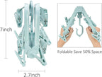 Foldable Clip Hangers with 26 Drying Clips, Underwear Hanger with Clips, Plastic Laundry Clip and Drip Drying Hanger for Socks, Bras, Lingerie, Clothes, Sturdy, Blue, 2pc