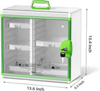 Glosen Medicine Cabinet Locking Medicine Cabinet Wall Mounted【 Green 13.6 x 13.4 x 6.5 Inch 】 Portable Storage Container Big Capacity