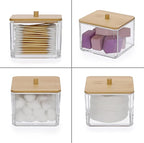 Hipiwe Acrylic Qtip Holder 2 Pack Cotton Swab and Ball Organizer with Lid Bathroom Q-tip Dispenser Clear Acrylic Apothecary Jar for Cotton Pads, Swabs, Balls, Storage Containers for Organizing