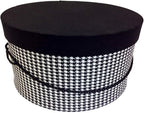Sarah's Hat Boxes Classic Houndstooth Hat Box – 11" x 5.5" (Dia. x Ht.) Handmade in USA – Odorless Non-Toxic Adhesive, Cording Handle – Premium Storage for Hats & Accessories