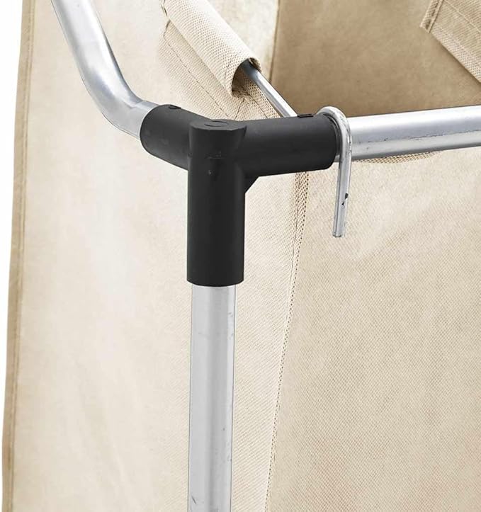 Laundry Sorter with 4 Bags Cream Steel Frame, Heavy-Duty Rolling Cart with Removable Sorting Bags and Steel Handles for Easy Transport, Durable Utility Organizer for Laundry