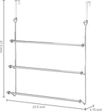 MyGift 3 Tier Over The Door Towel Rack for Bathroom, Over The Door Bath Towel Bar, Hand Towel Holder, Behind Shower Door Drying Rack for Laundry, Chrome-Plated