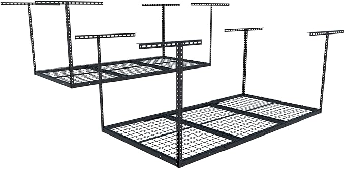 FLEXIMOUNTS 2 Pack 3x6 Overhead Garage Storage Adjustable Ceiling Rack 72" Length x 36" Width x 40" Height, 900lbs Total Weight Capacity, Black, Classic Series