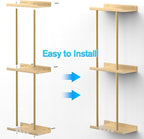 Towel Rack for Bathroom, Wall Mounted Vertical Rolled Towel Storage Organizer Holder with Shelf, Holds Up 6 Large Bath Sheets, Gold Large Size