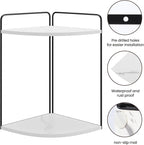 Bathroom Counter Organizer,Countertop Organizer,Vanity Organizers,Bathroom Storage,Bathroom Sink Caddy,Counter Shelf,Corner Counter,Corner Shelves(Black-White Marble)
