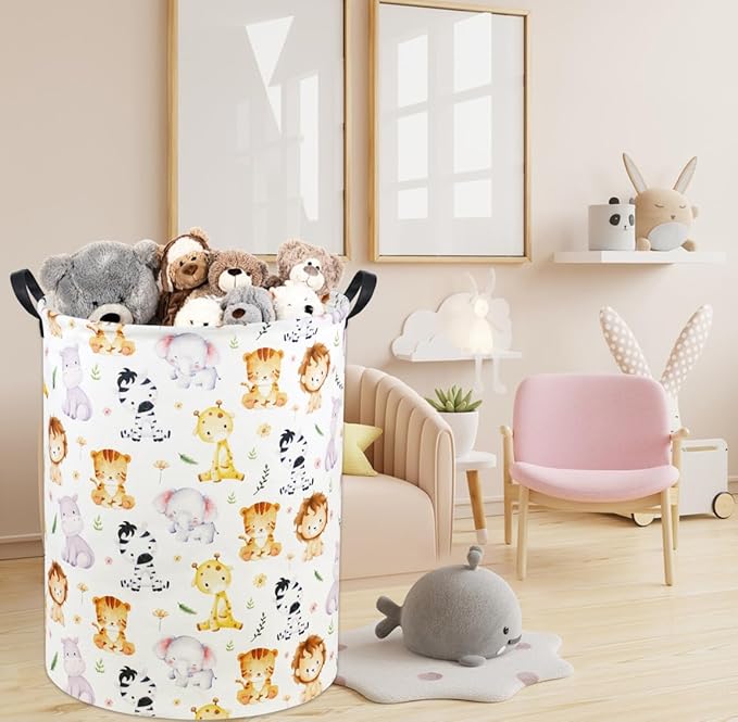 Animal Baby Laundry Basket Baby Hamper Kids Hamper Basket Toy Storage Bin for Boys Room Decor Baby Nursery Hamper Gift Baskets for Bedroom Bathroom(Cute Animal)