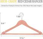 TOPIA HANGER American Red Cedar Wooden Hangers 18 Pack, Clothes Hangers for Closet, Wood Suit Hangers with Smooth Cut Notches, 360°Flexible Hook, Non-Slip Pants Bar(Natural)- CT22C
