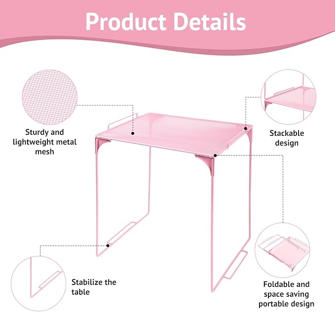 Locker Organizer Shelf Stackable Extra Locker Shelf for School Locker Organizer Storage Cabinet Accessories Suitable for School, Office, and Home use (1, Light Pink)