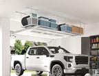 FLEXIMOUNTS 2 Pack 3x6 Overhead Garage Storage Adjustable Ceiling Rack 72" Length x 36" Width x 40" Height, 900lbs Total Weight Capacity, White, Classic Series