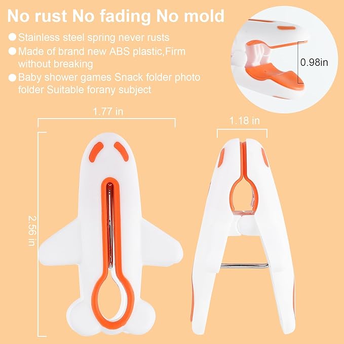 Plastic Clothes Pins Strong Clothespins-Heavy Duty Laundry Plane Clothes Clips Windproof Clamps Clothes Pegs, No Trace Design for Clothes 3 Colors 12 PCS