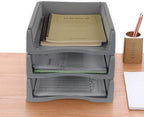 6-Pack Gray Plastic Stackable Paper Letter Tray, Stacking Document Trays