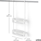 Umbra Flex Hanging Shower Caddy with 2 Shelves, Bathtub Shelf and Bathroom Organizer, White
