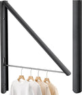 Foldable Clothes Drying Rack, Wall Mounted Retractable Drying Rack Clothes Hanger for Laundry, Bathroom, Balcony Use, Space Saving Laundry Racks and Closet Organizer, Aluminum (Black)
